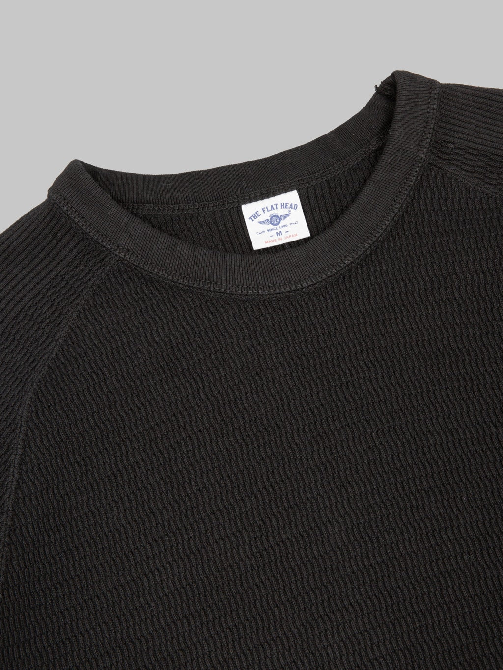 The Flat Head FN-THW-002 Raglan Sleeve Thermal T-Shirt Black
