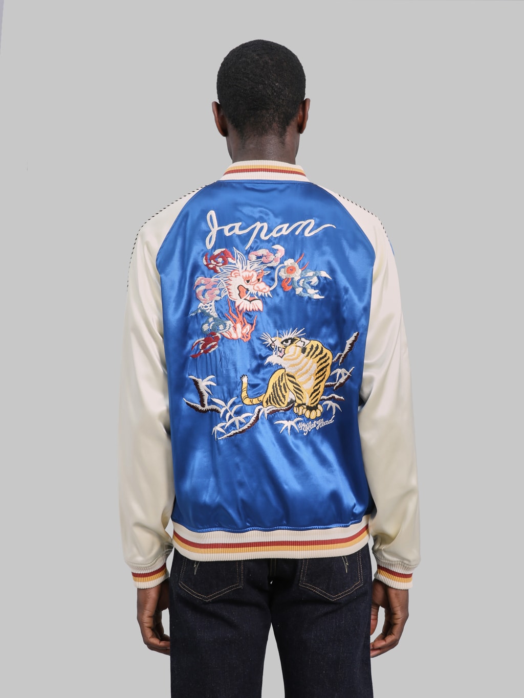 The Flat Head Tiger & Dragon Souvenir Jacket Blue Green