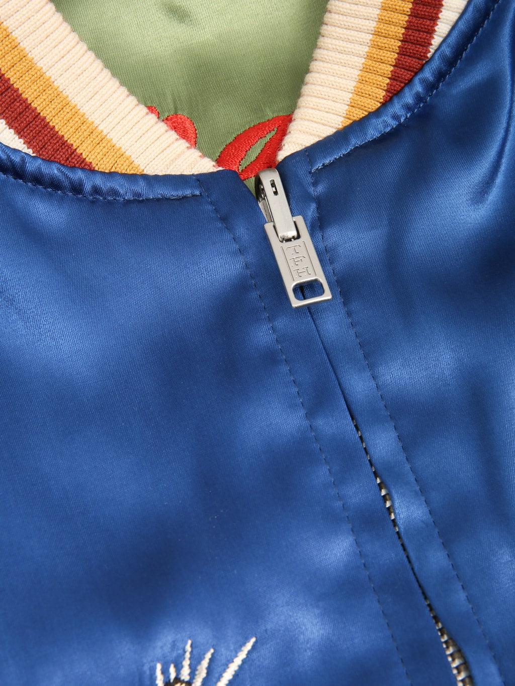 The Flat Head Tiger & Dragon Souvenir Jacket Blue Green