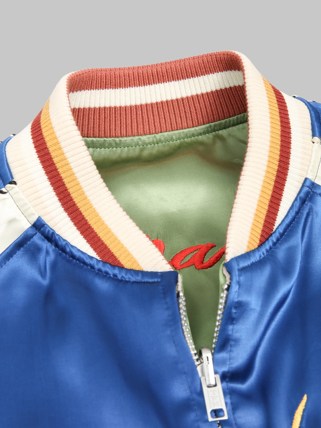 The Flat Head Tiger & Dragon Souvenir Jacket Blue Green