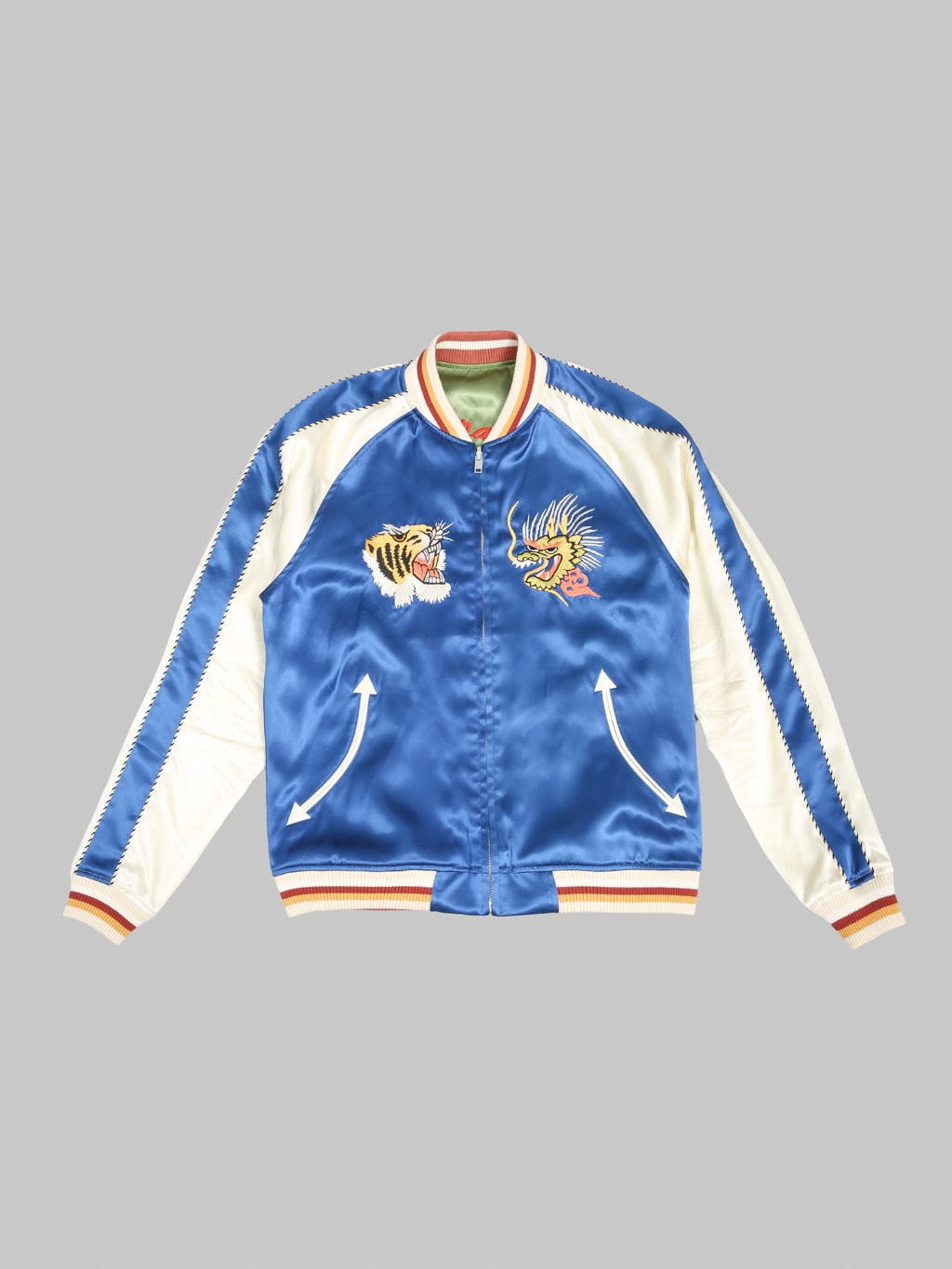 The Flat Head Tiger & Dragon Souvenir Jacket Blue Green