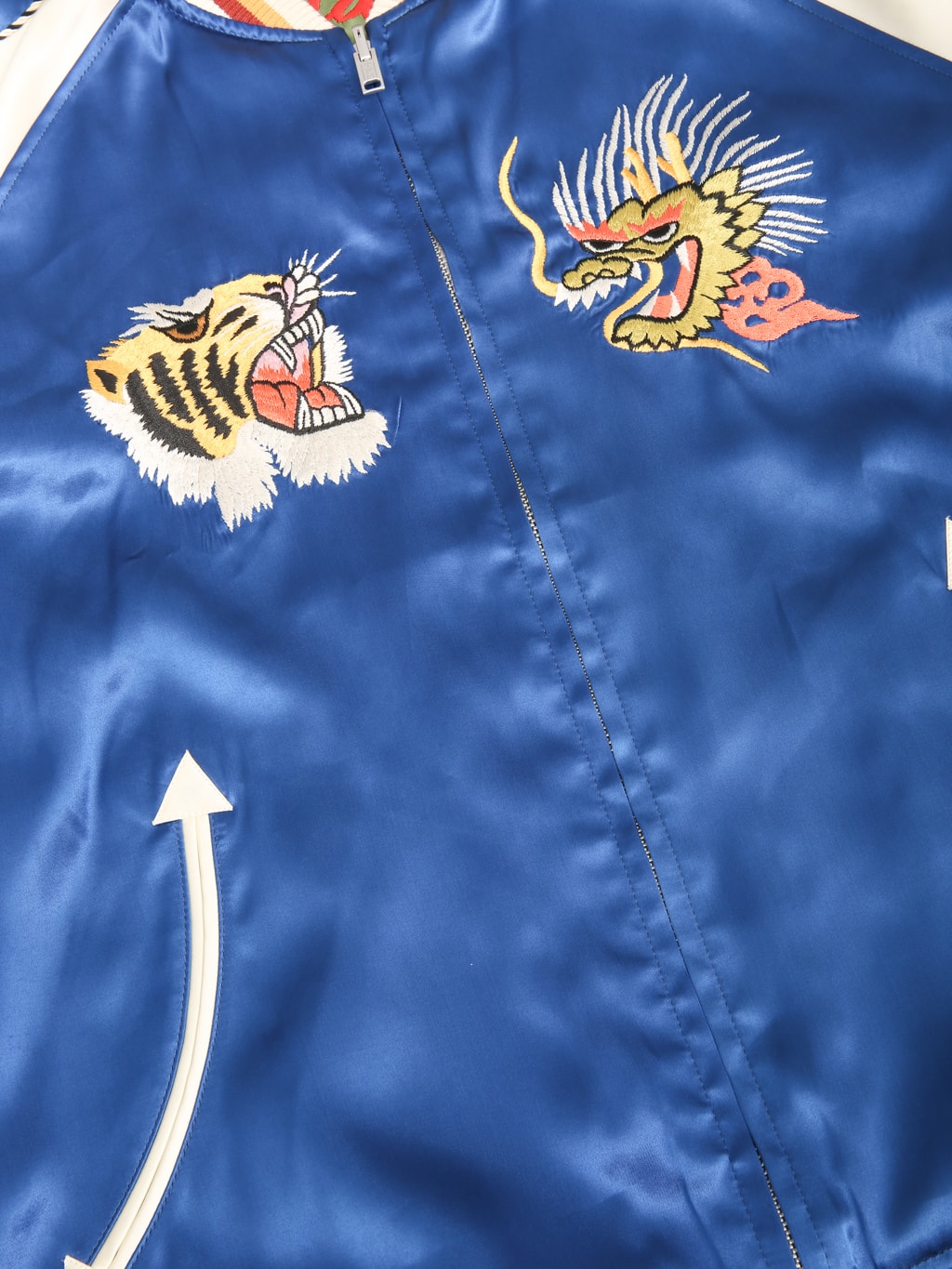 The Flat Head Tiger & Dragon Souvenir Jacket Blue Green