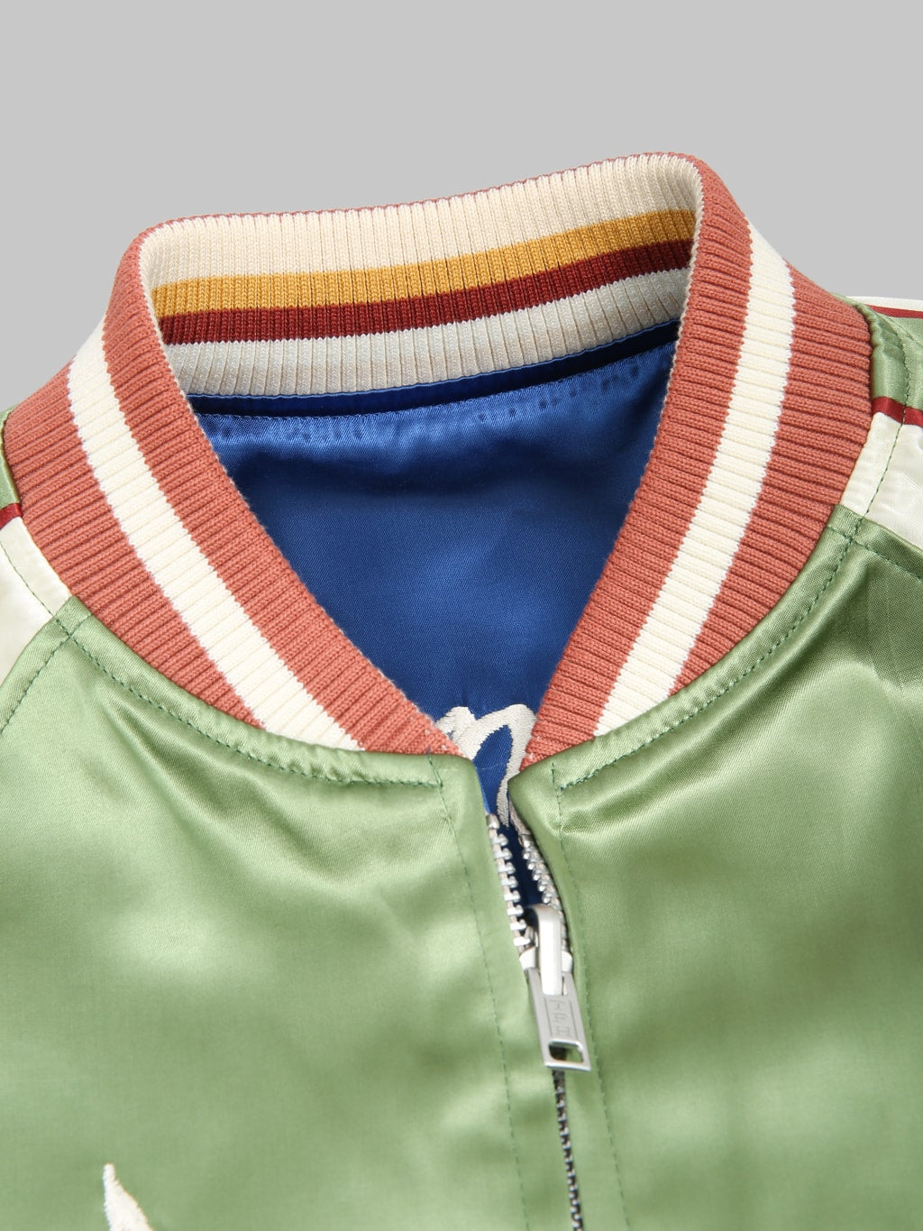 The Flat Head Tiger & Dragon Souvenir Jacket Blue Green