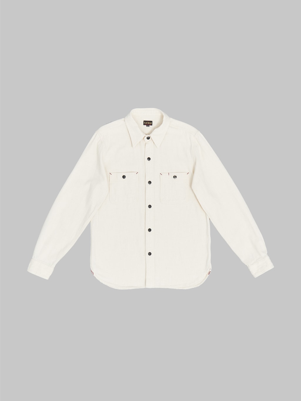 the flat head twill work shirt ivory front
