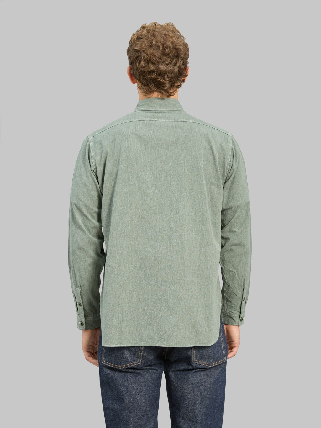 The Rite Stuff Railhead Engineer Selvedge Salt & Pepper Work Shirt Sage Green