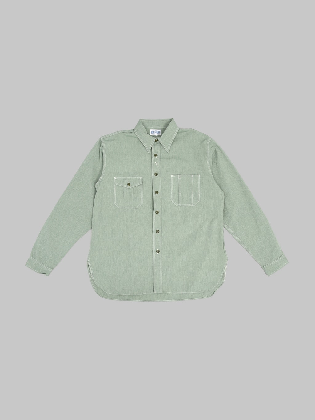 The Rite Stuff Railhead Engineer Selvedge Salt & Pepper Work Shirt Sage Green