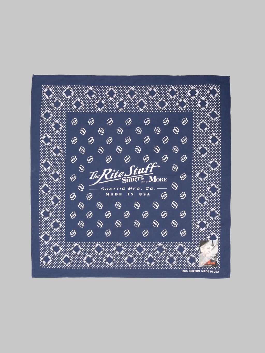 The Rite Stuff Twin Ring 1930s Style Selvedge Bandana Navy 100 cotton