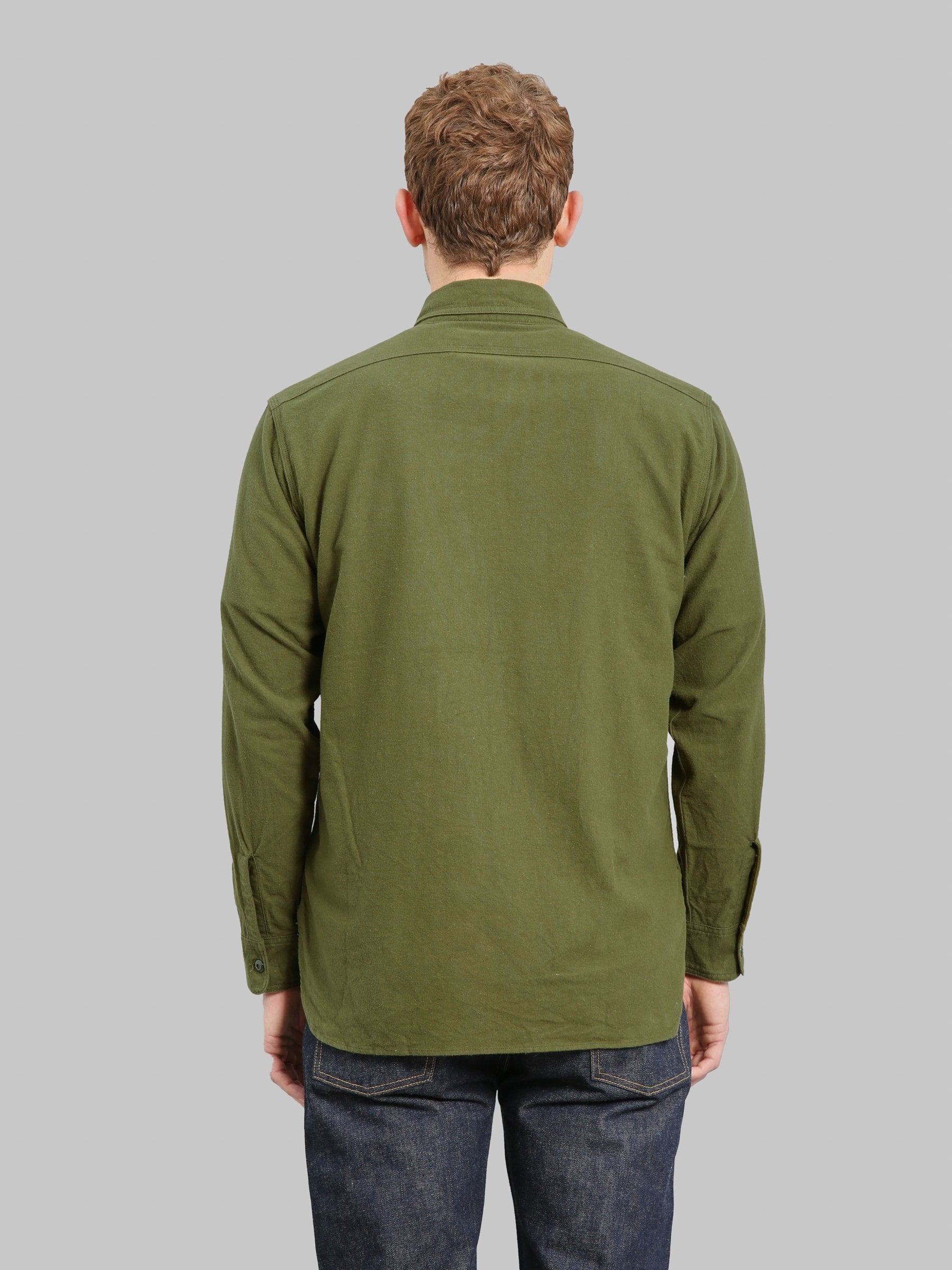 The Rite Stuff Uncle Sam Brushed Chamois Flannel Cigarette Pocket Work Shirt Olive Drab