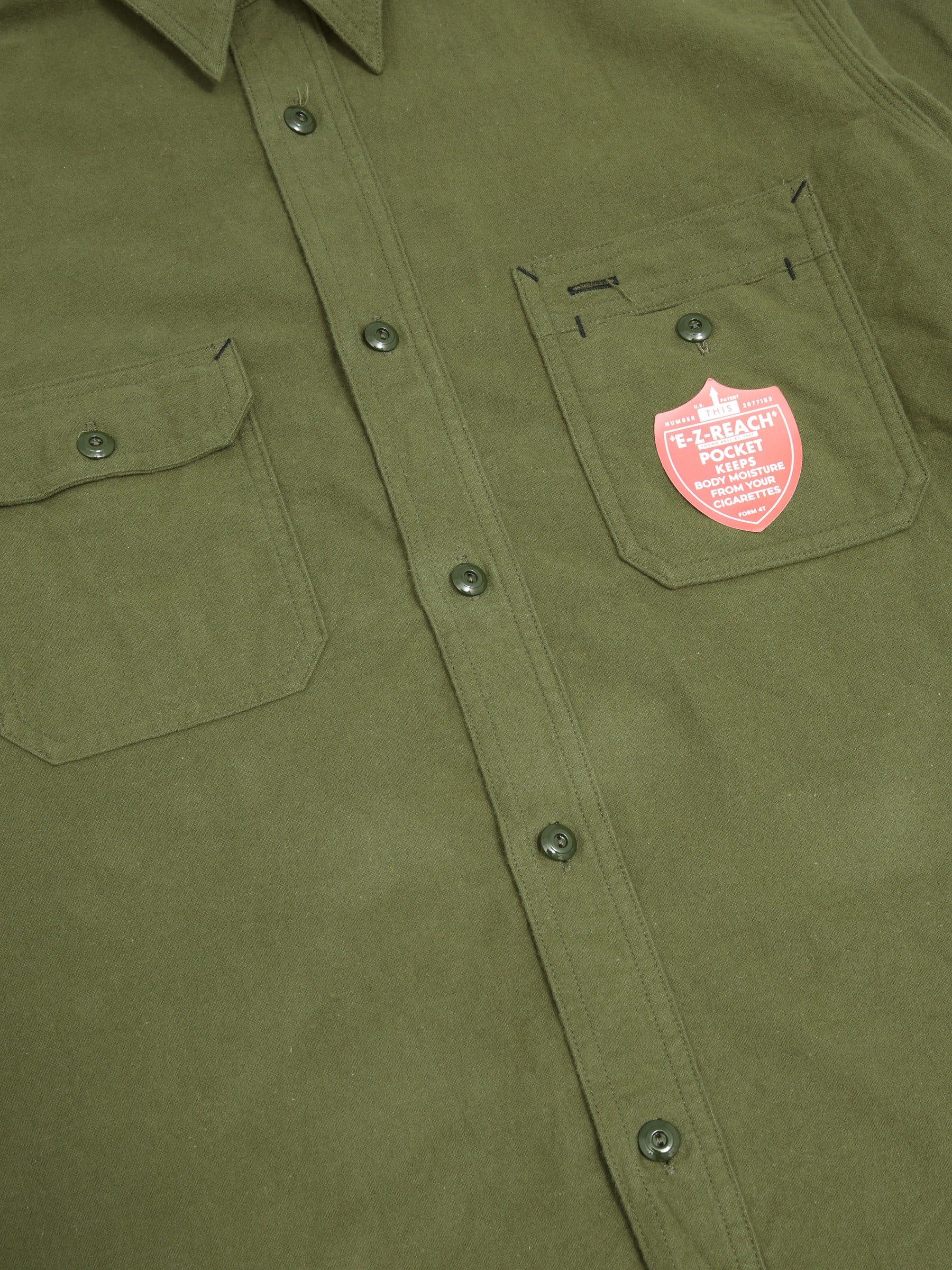 The Rite Stuff Uncle Sam Brushed Chamois Flannel Cigarette Pocket Work Shirt Olive Drab