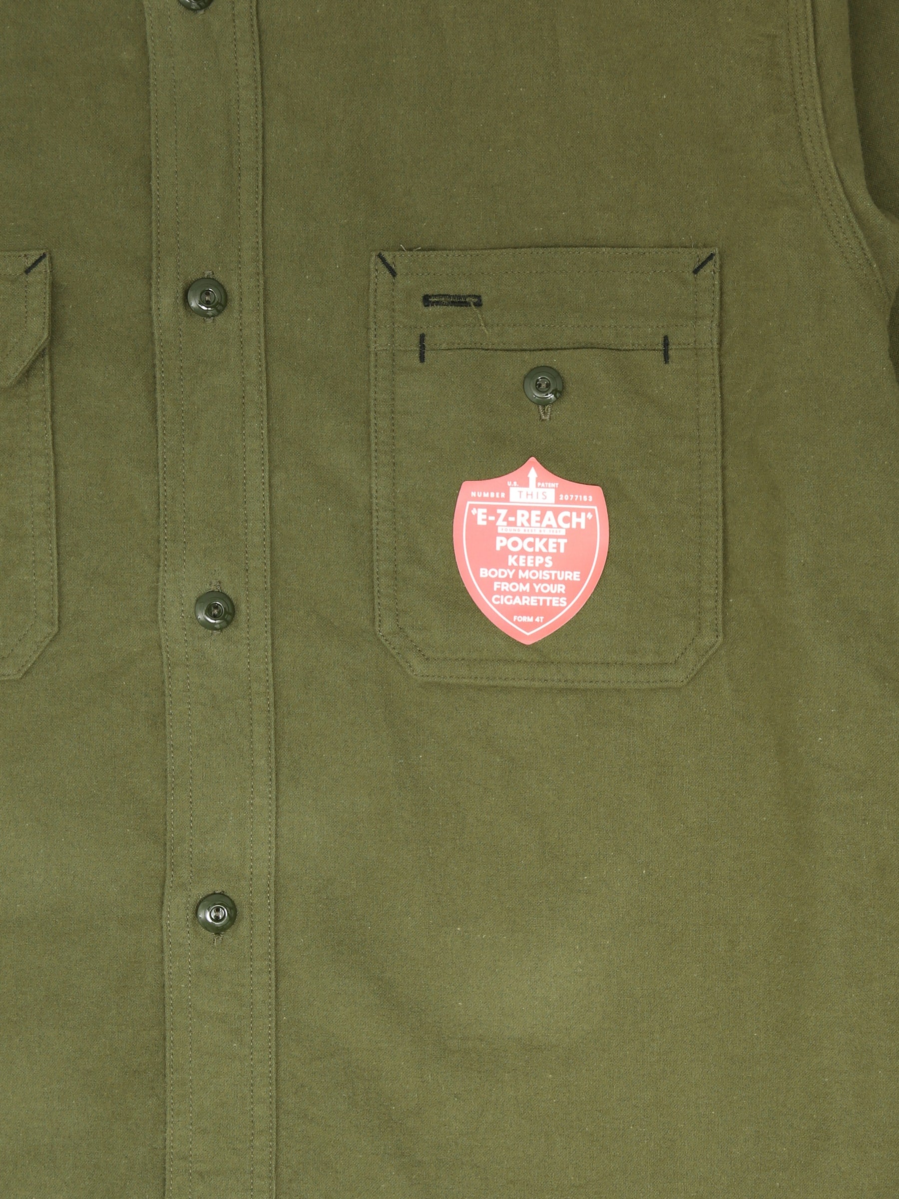 The Rite Stuff Uncle Sam Brushed Chamois Flannel Cigarette Pocket Work Shirt Olive Drab