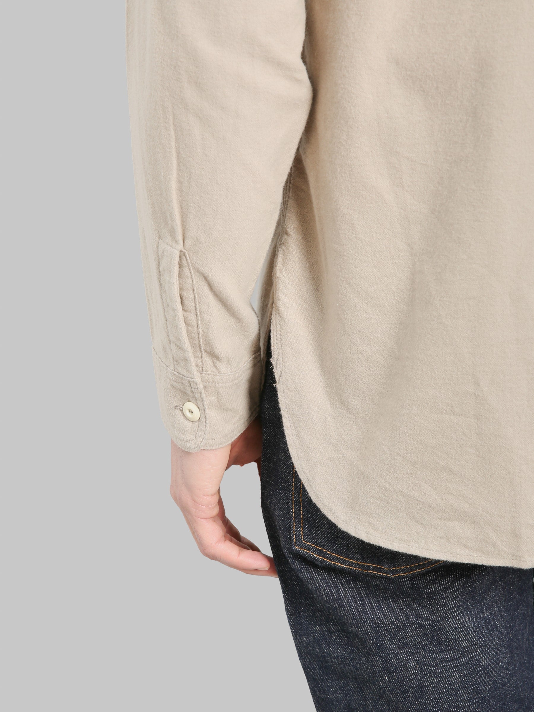 The Rite Stuff Uncle Sam Brushed Chamois Flannel Cigarette Pocket Work Shirt Sand Grey