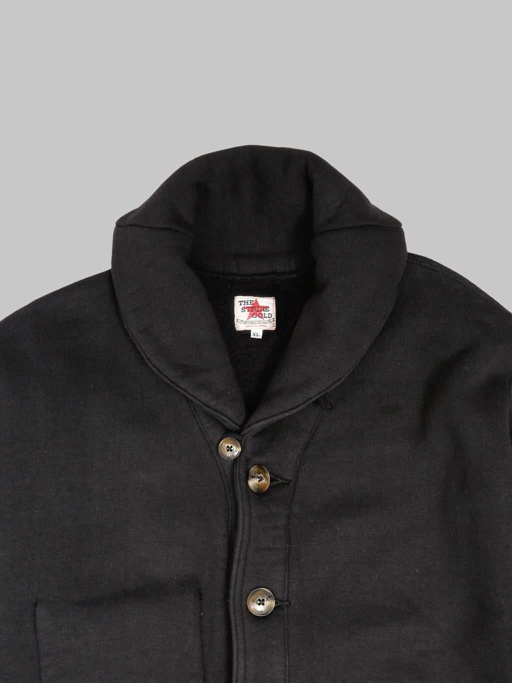 The Strike Gold Loopwheeled Shawl Collar Cardigan Black