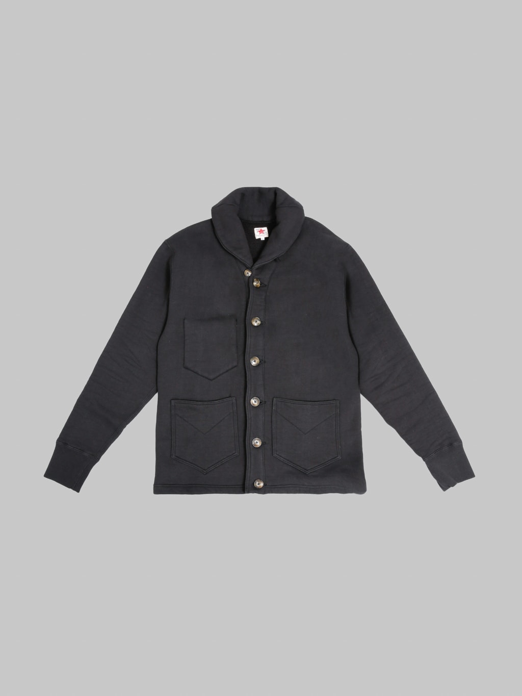 The Strike Gold Loopwheeled Shawl Collar Cardigan Black