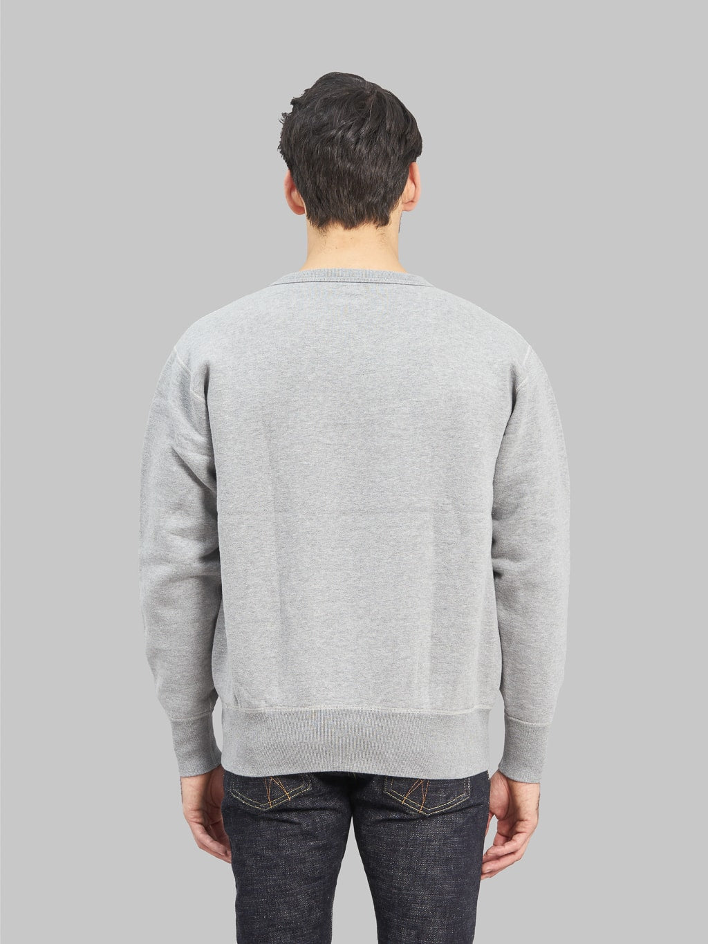 The Strike Gold Loopwheeled Sweatshirt grey model back fit