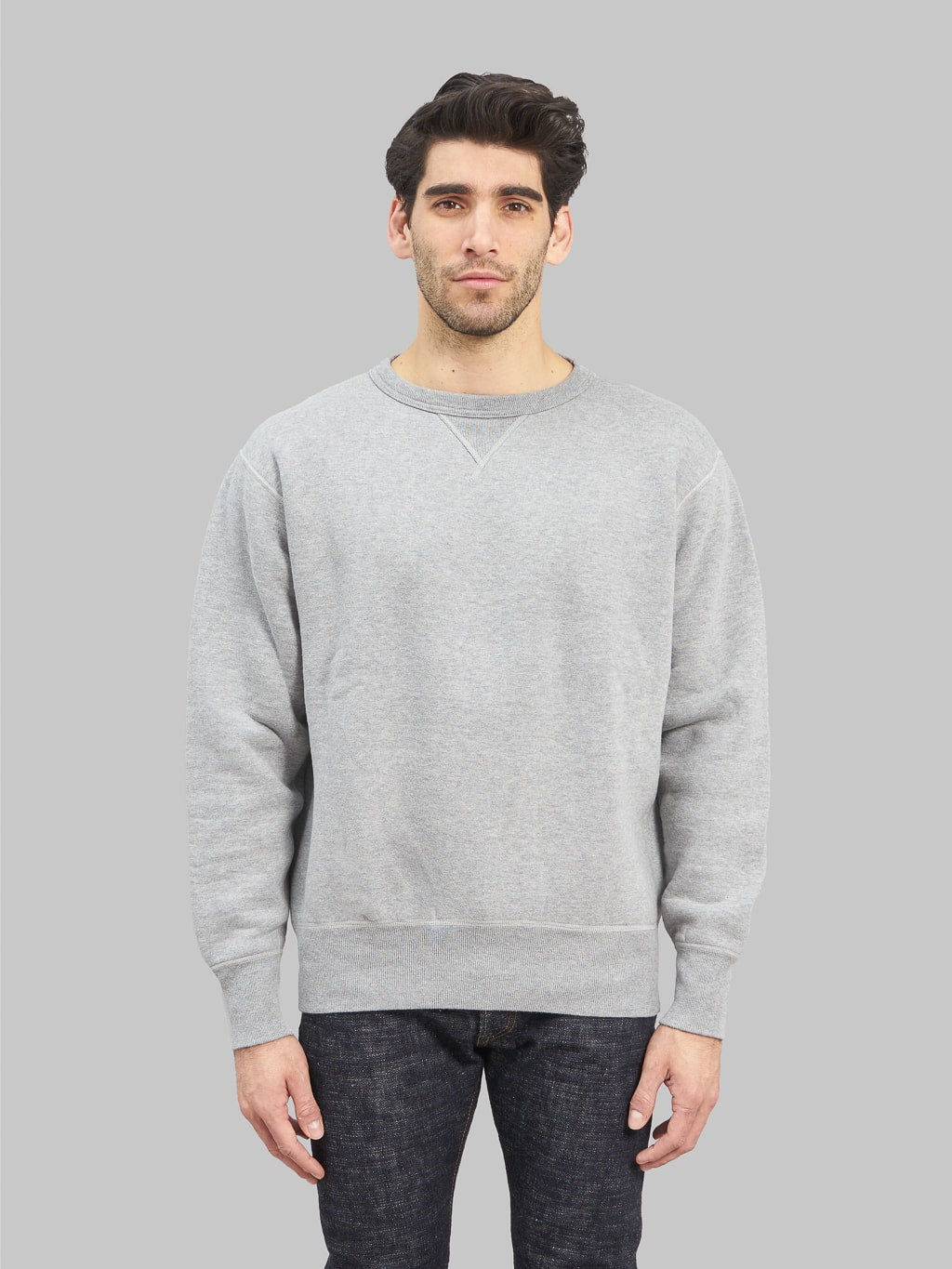 The Strike Gold Loopwheeled Sweatshirt grey model front fit