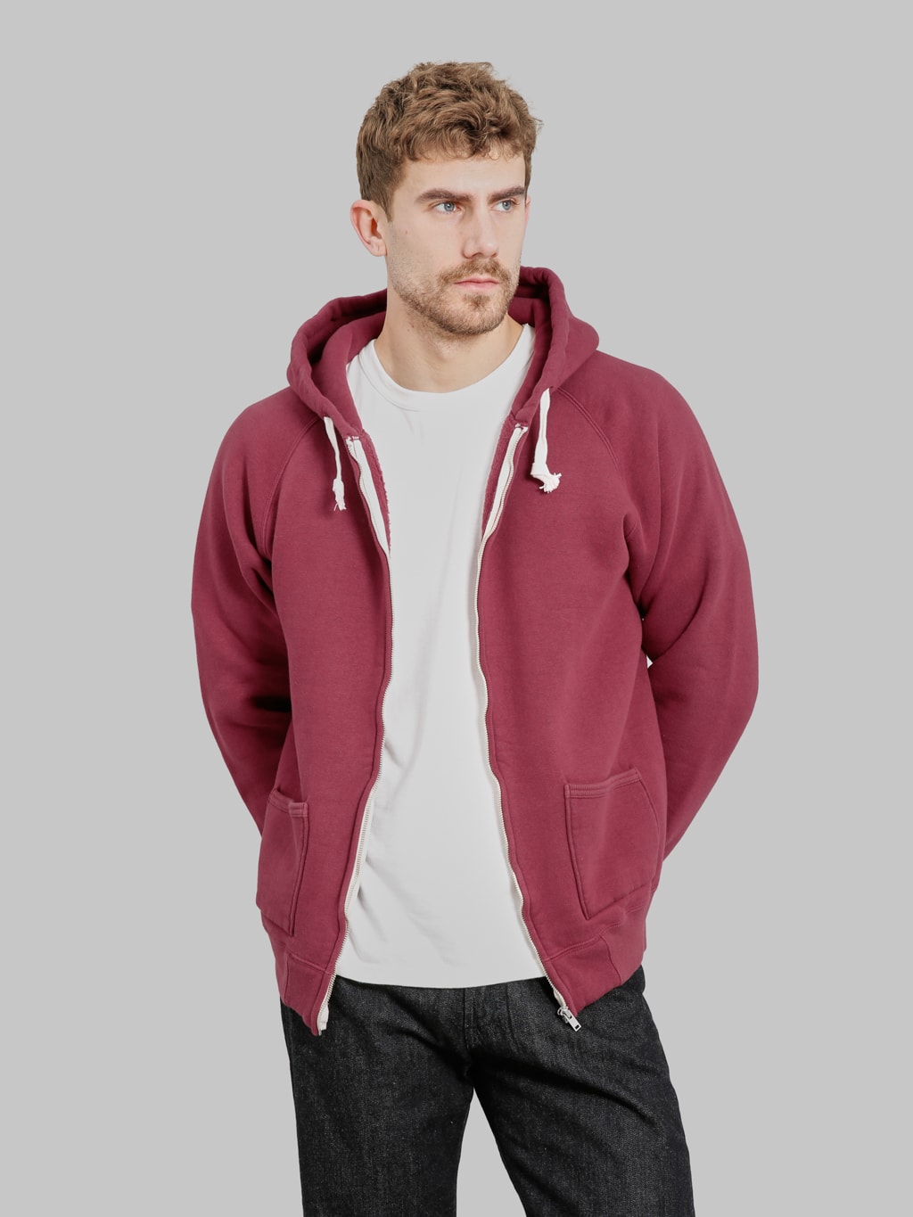 The Strike Gold Loopwheeled Zip Hoodie Burgundy | Japanese Tsuri-Ami