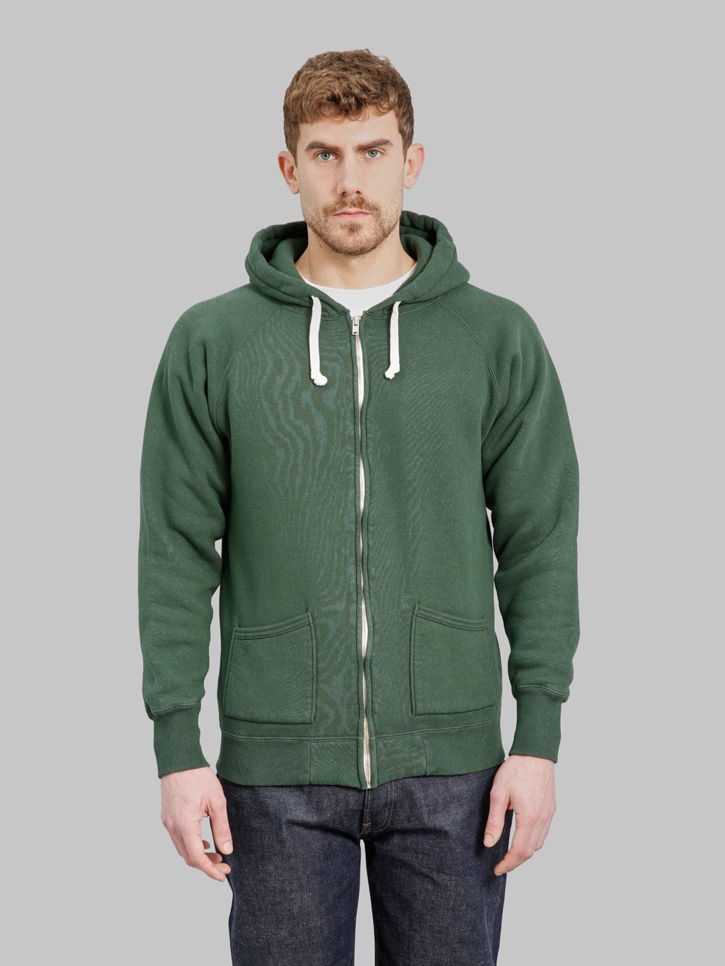 The Strike Gold Loopwheeled Zip Hoodie Green | Japanese Tsuri-Ami