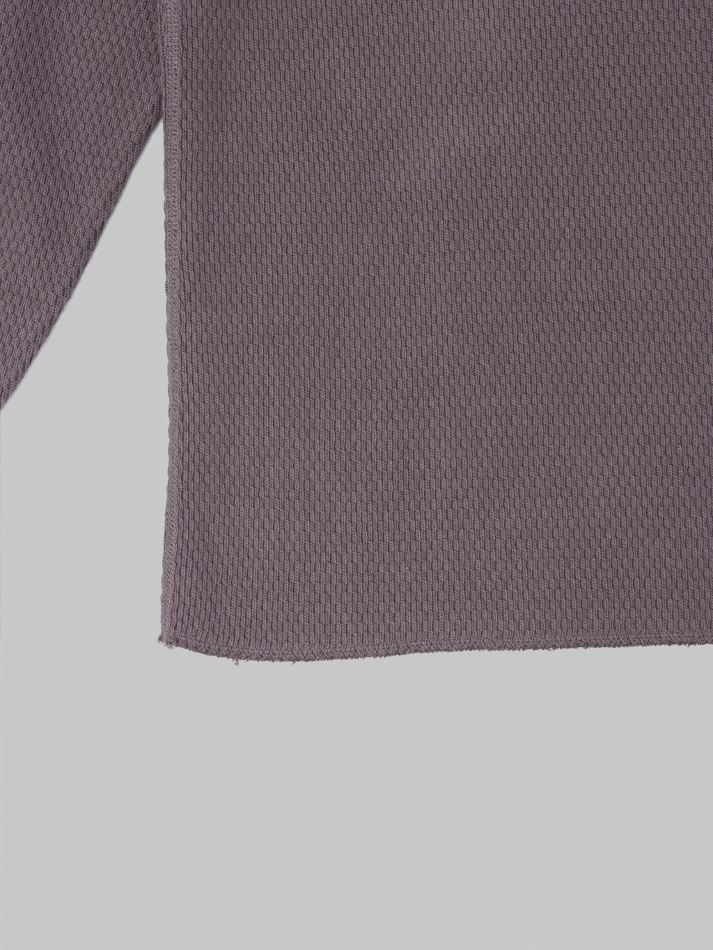 UES Double Honeycomb Thermal TShirt Purple Navy hem closeup