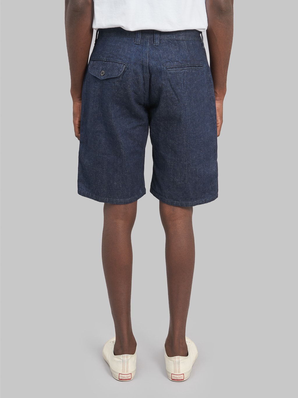 ues denim indigo short pants back look