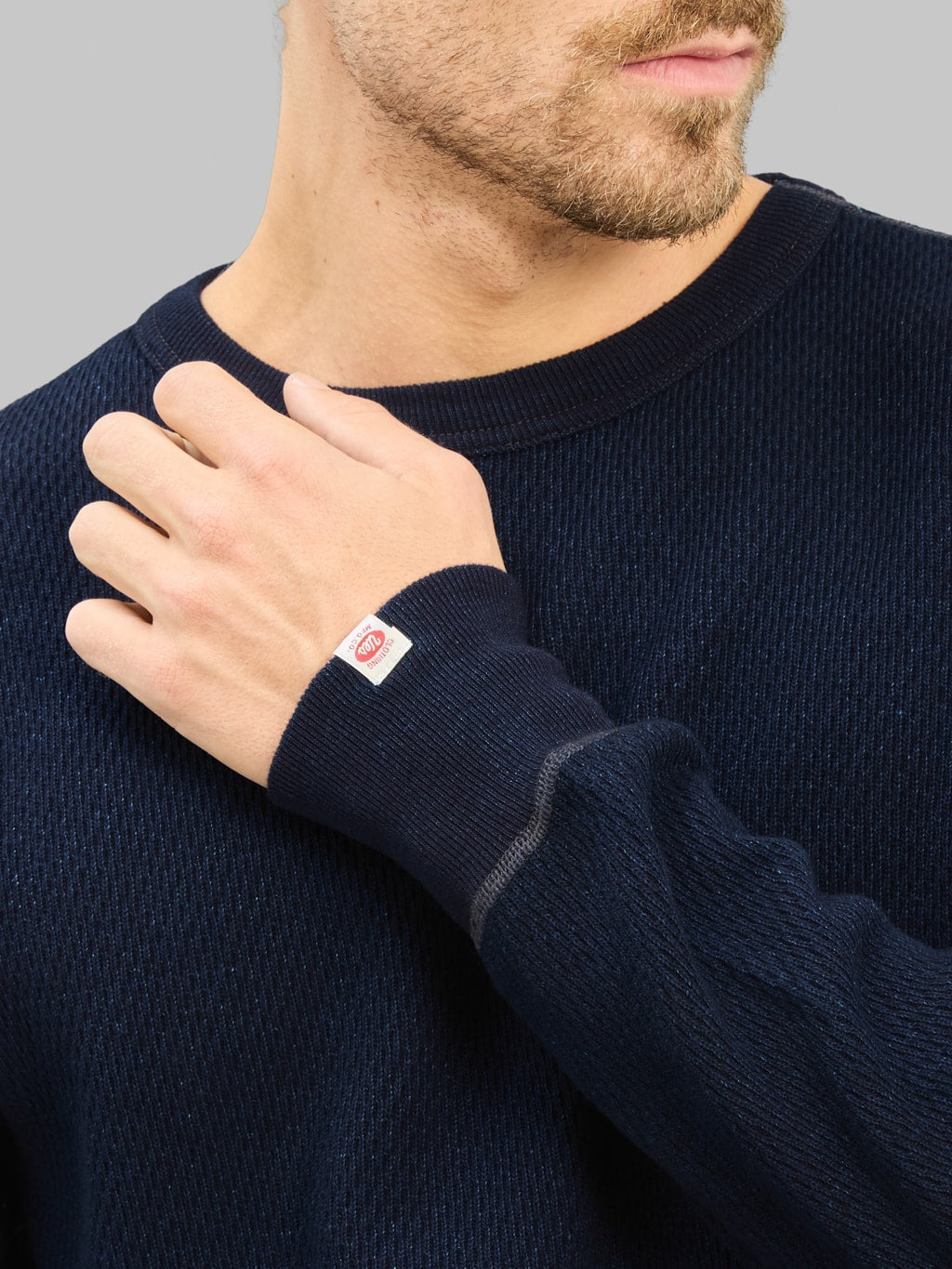 UES Double Honeycomb Thermal TShirt Indigo chest