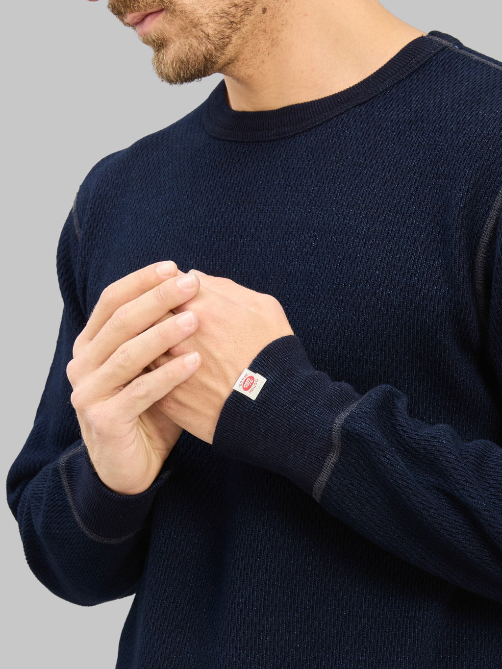 UES Double Honeycomb Thermal TShirt Indigo cuff logo