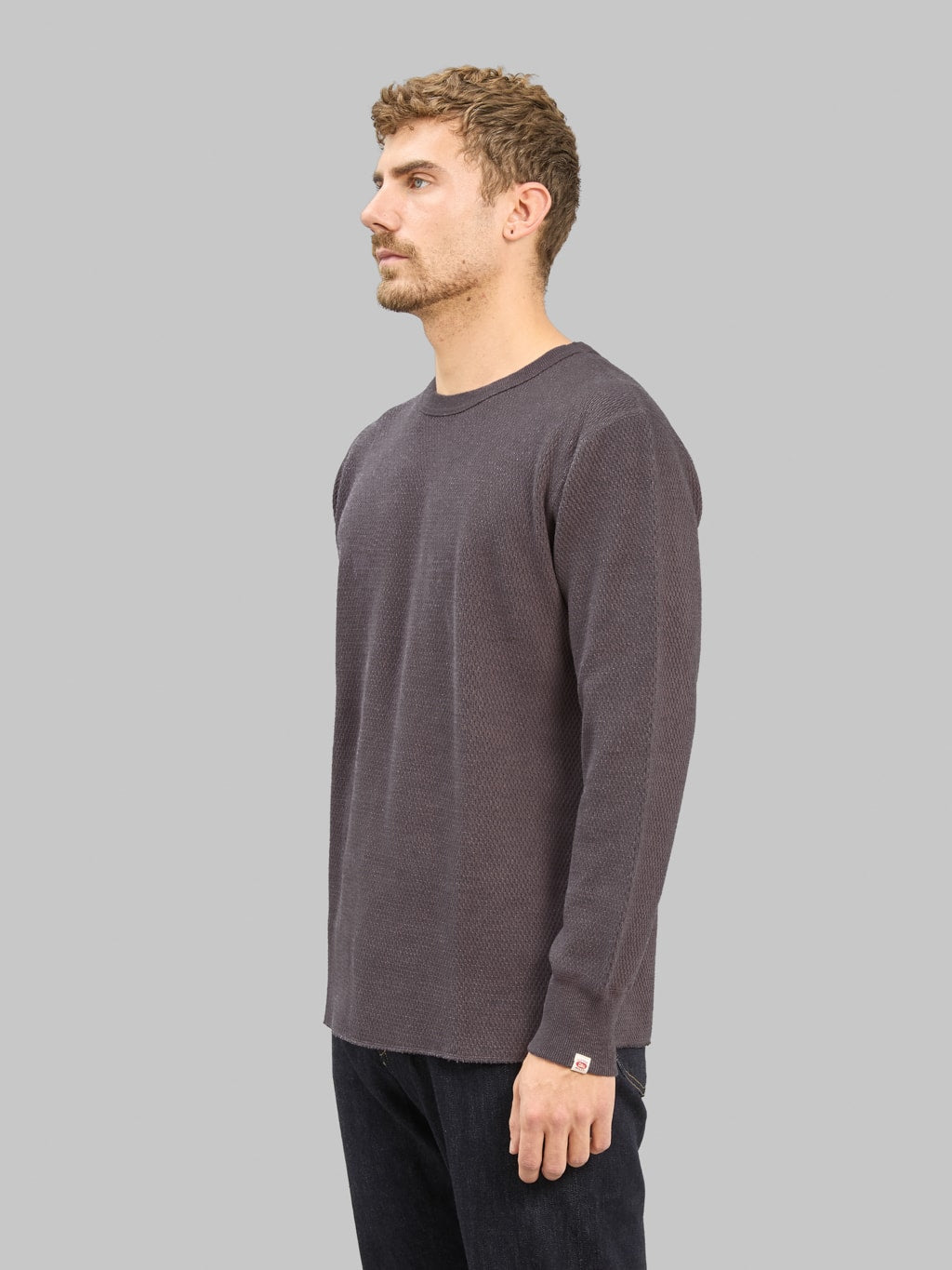 UES Double Honeycomb Thermal TShirt Purple Navy side look