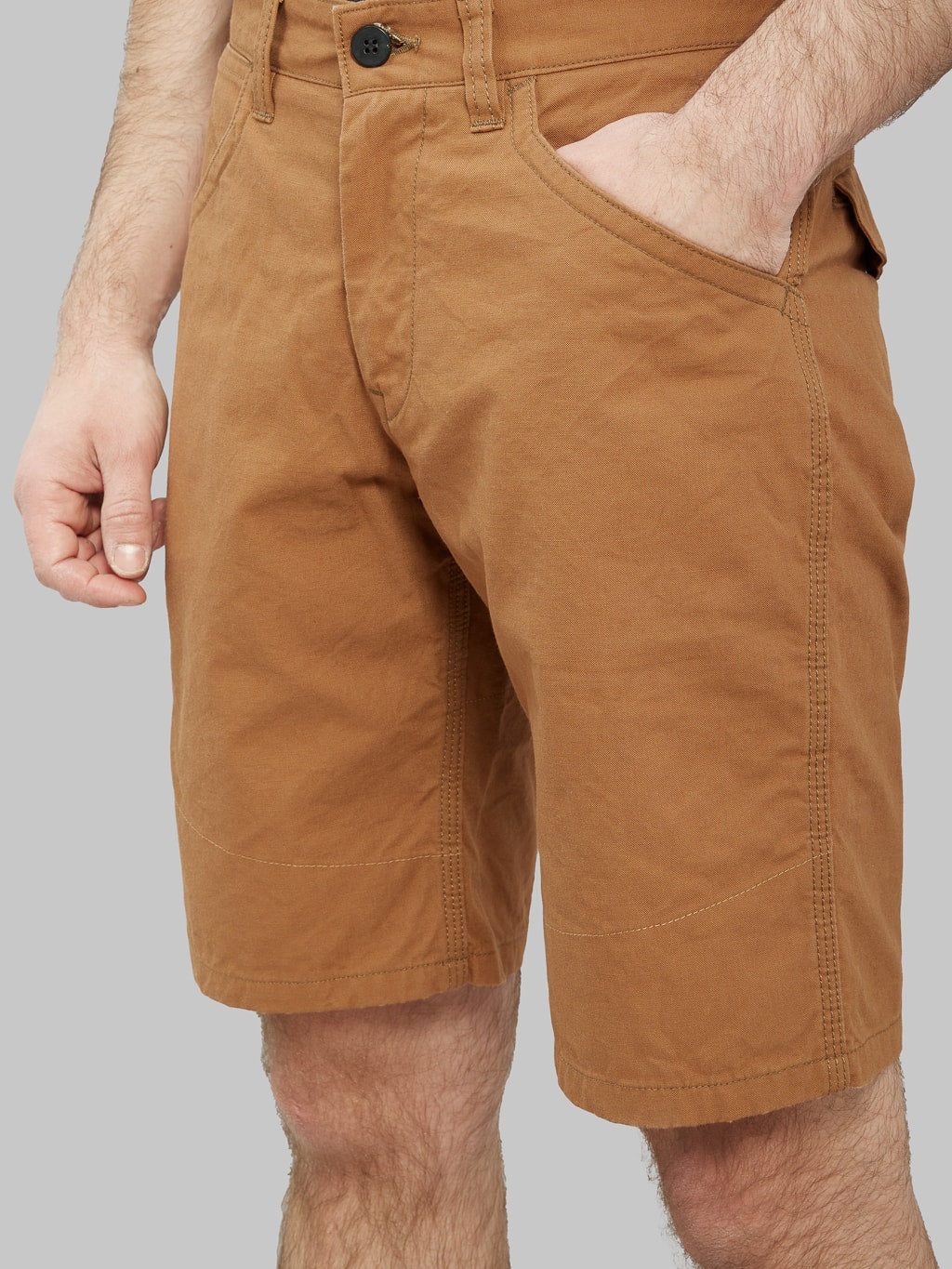 UES Duck Canvas Short Pants Brown side pocket view