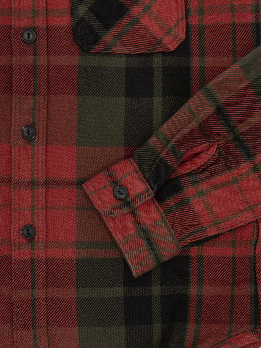 UES Extra Heavy Flannel Shirt Red cuff details