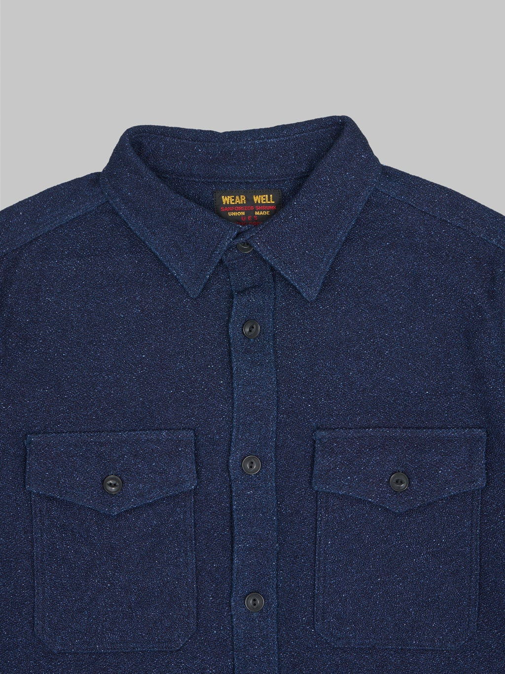 ues indigo extra heavy amundsen flannel shirt front details