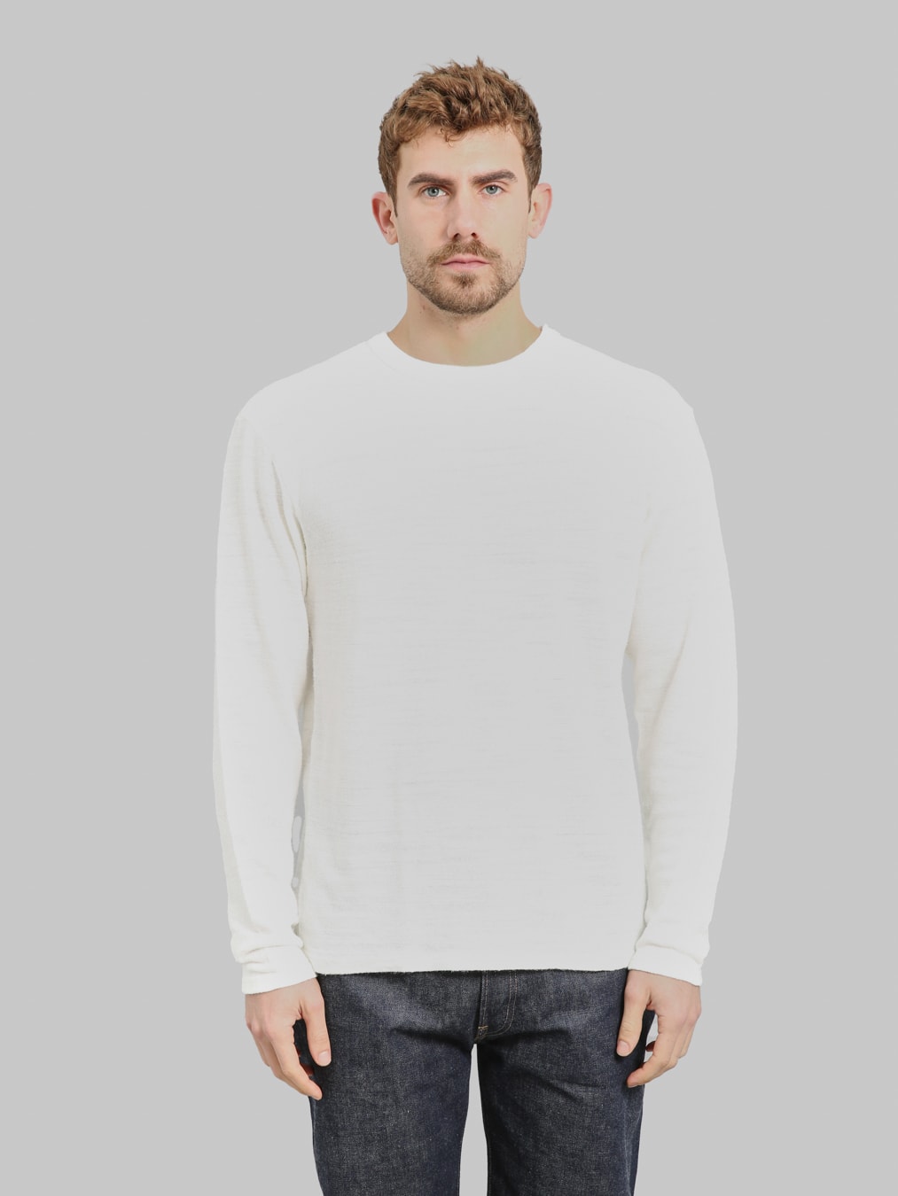 UES 100% Linen Long Sleeve T-Shirt White