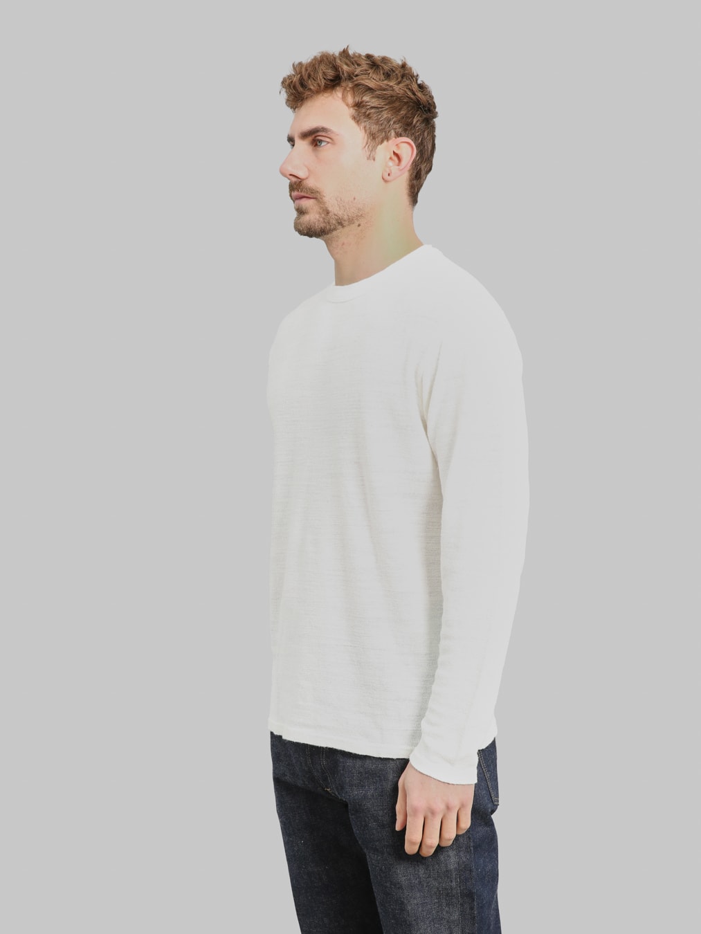 UES 100% Linen Long Sleeve T-Shirt White