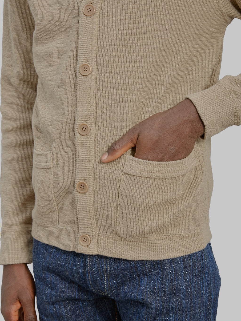 UES Single Rib Cardigan Beige