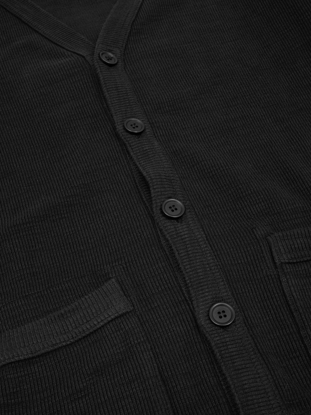 UES Single Rib Cardigan Black palm nut buttons