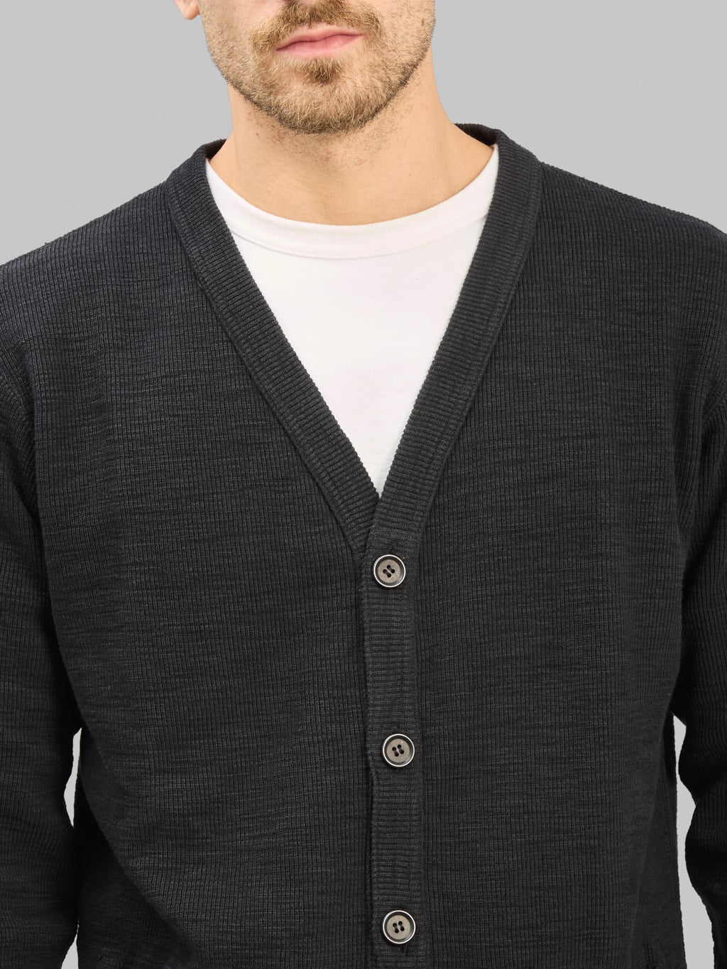 UES Single Rib Cardigan Black chest