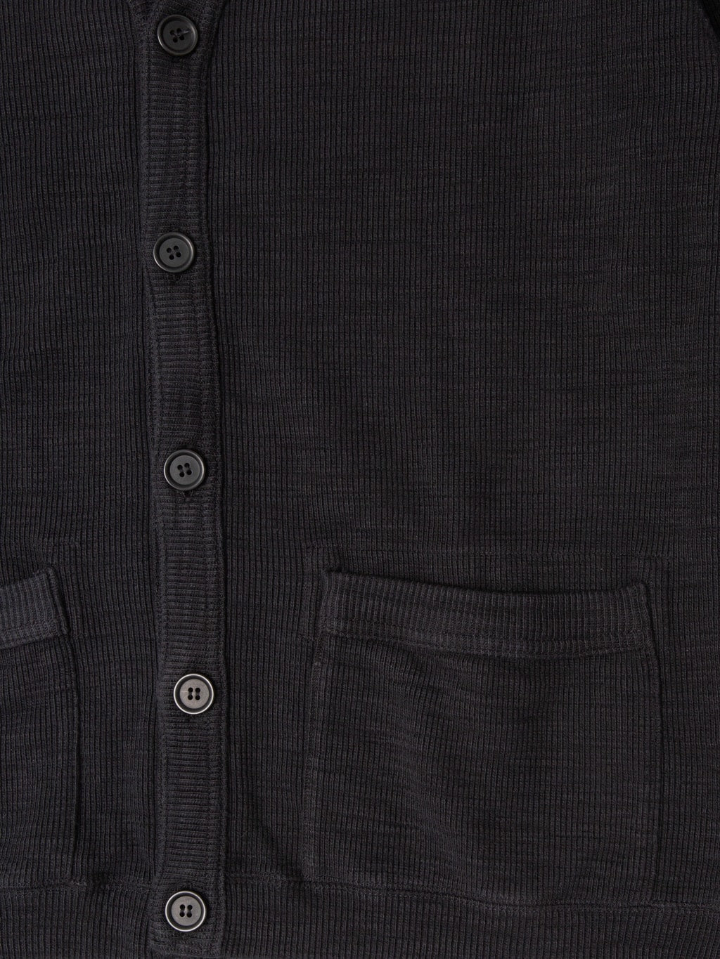 UES Single Rib Cardigan Black details front