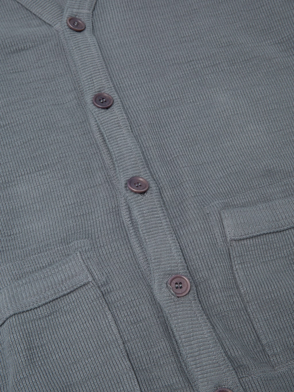UES Single Rib Cardigan Grey palm nut buttons