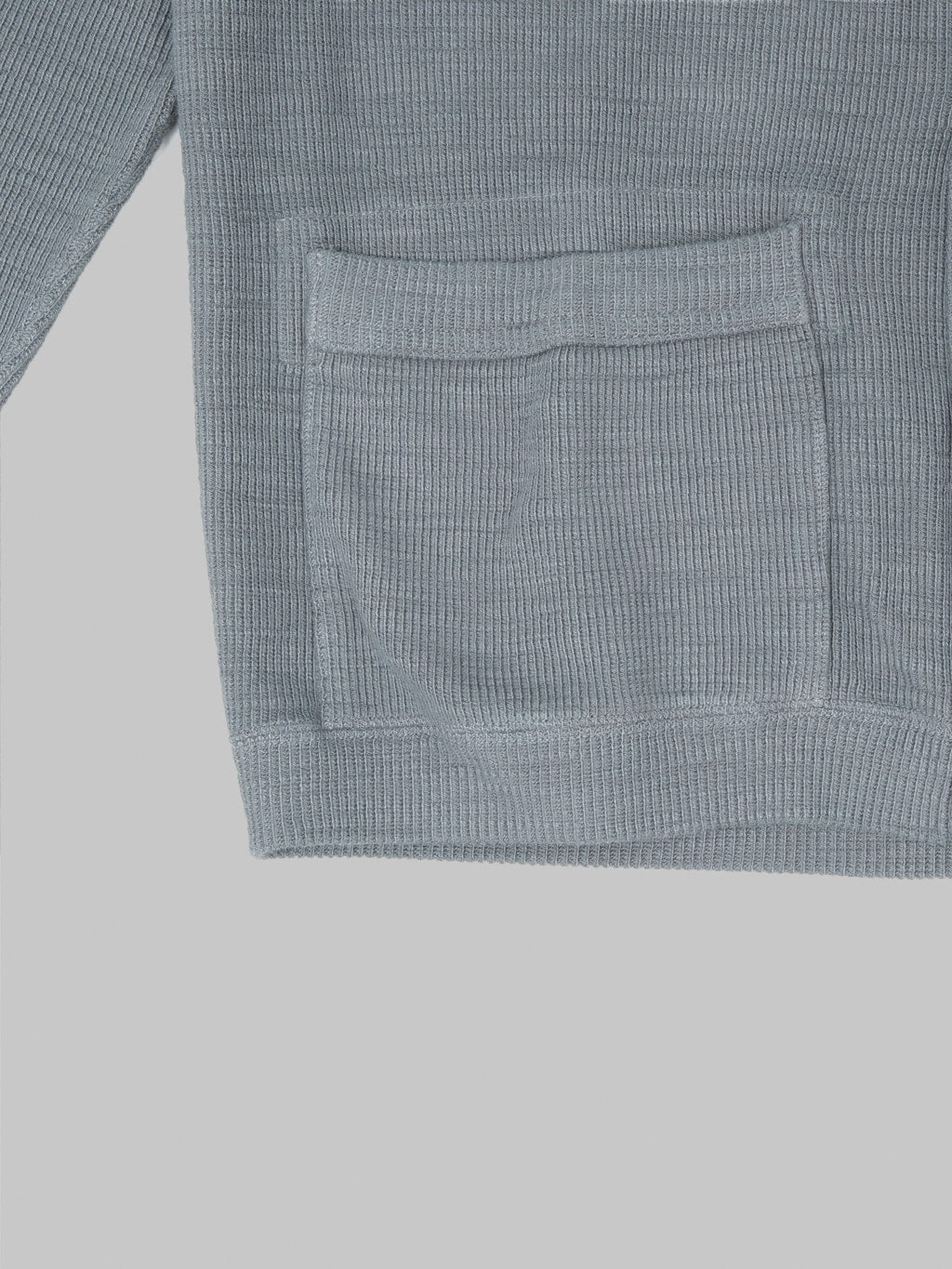 UES Single Rib Cardigan Grey ribbed fabric