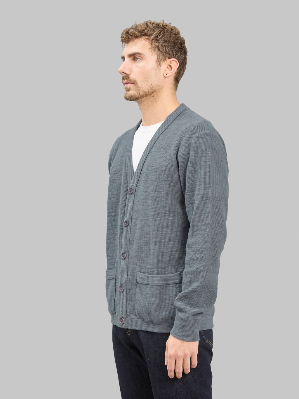 UES Single Rib Cardigan Grey side look