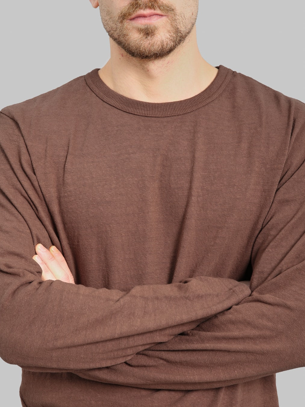 UES No.8 Slub Nep Long Sleeve T-Shirt Coffee