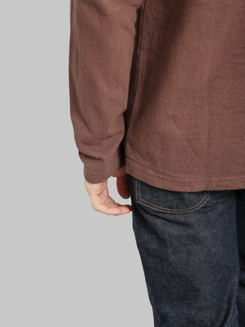 UES No.8 Slub Nep Long Sleeve T-Shirt Coffee
