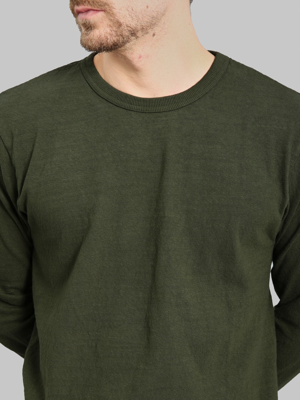UES No.8 Slub Nep Long Sleeve T-Shirt Green