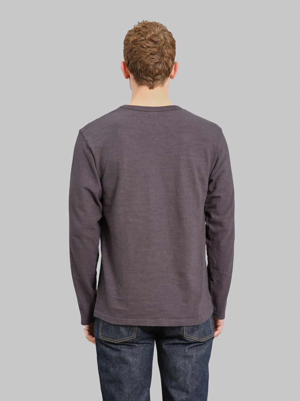 UES No.8 Slub Nep Long Sleeve T-Shirt Purple Navy