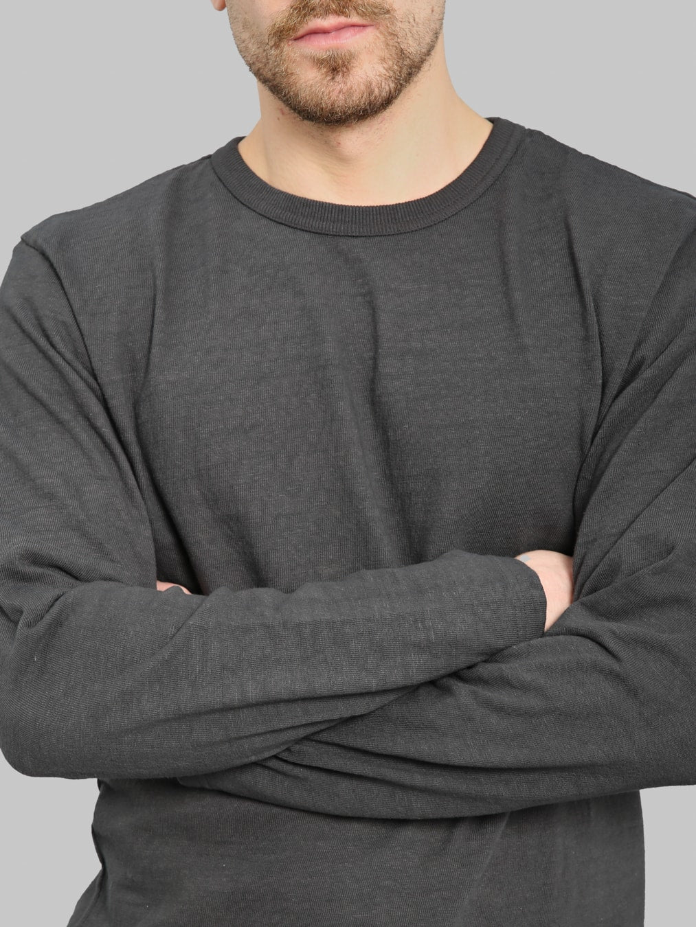 UES No.8 Slub Nep Long Sleeve T-Shirt Steel Grey