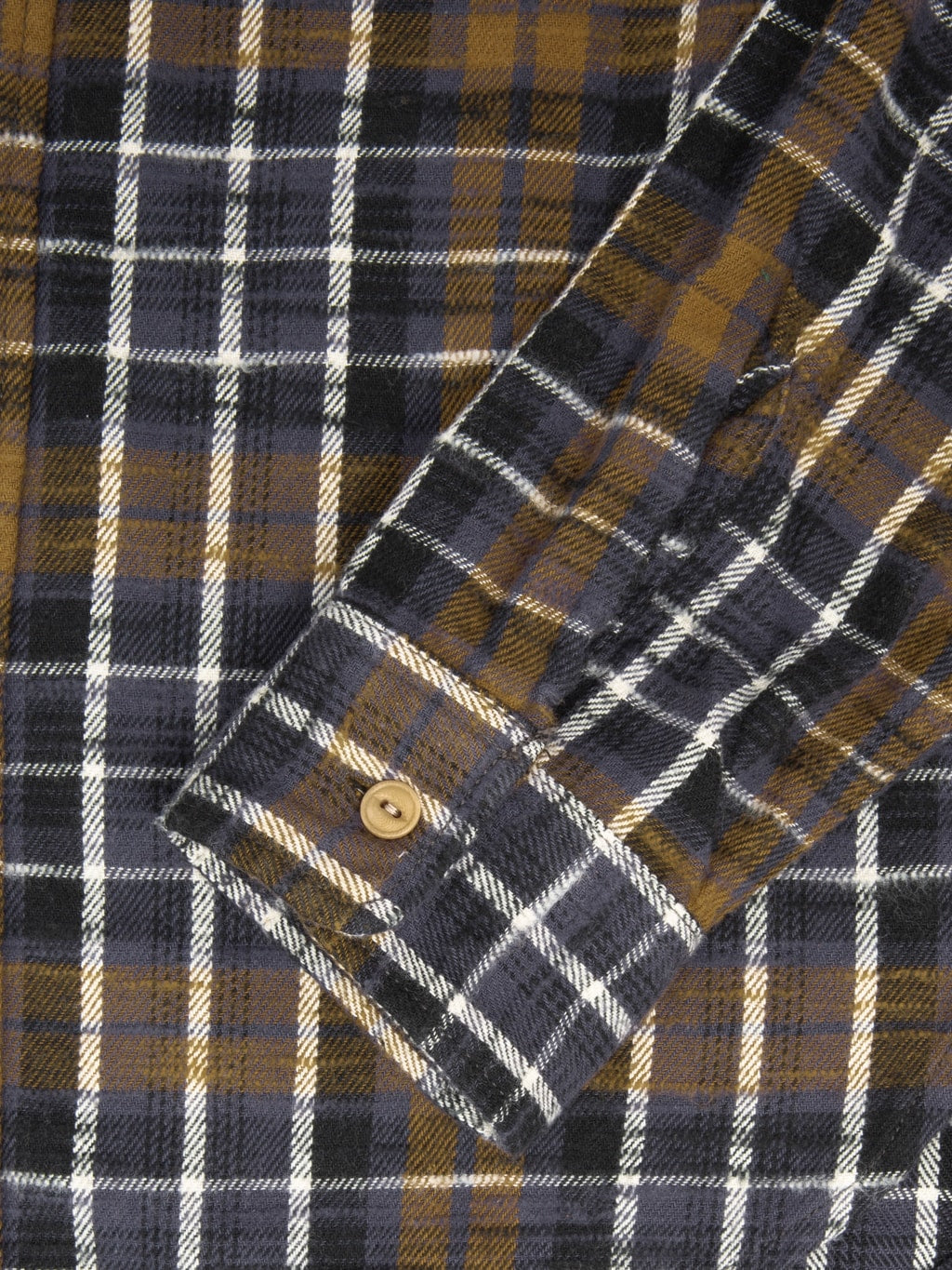 UES Slubby Flannel Shirt Purple cuff closeup
