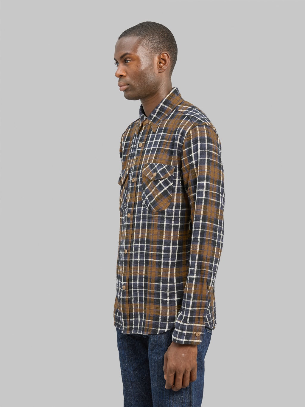 UES Slubby Flannel Shirt Purple side look