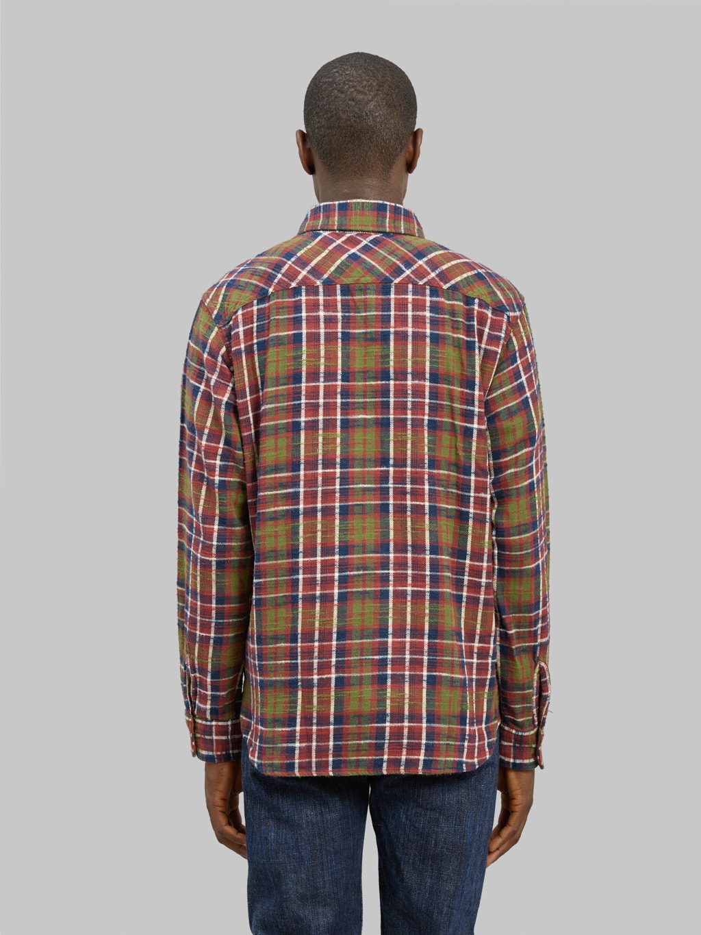 UES Slubby Flannel Shirt Red back look