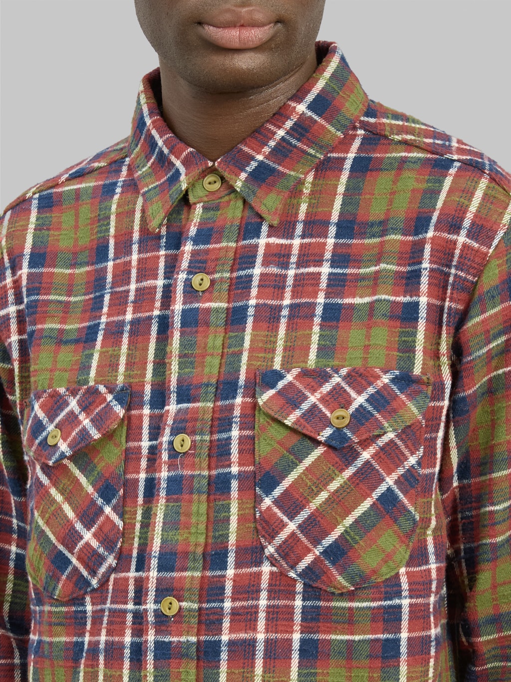 UES Slubby Flannel Shirt Red chest
