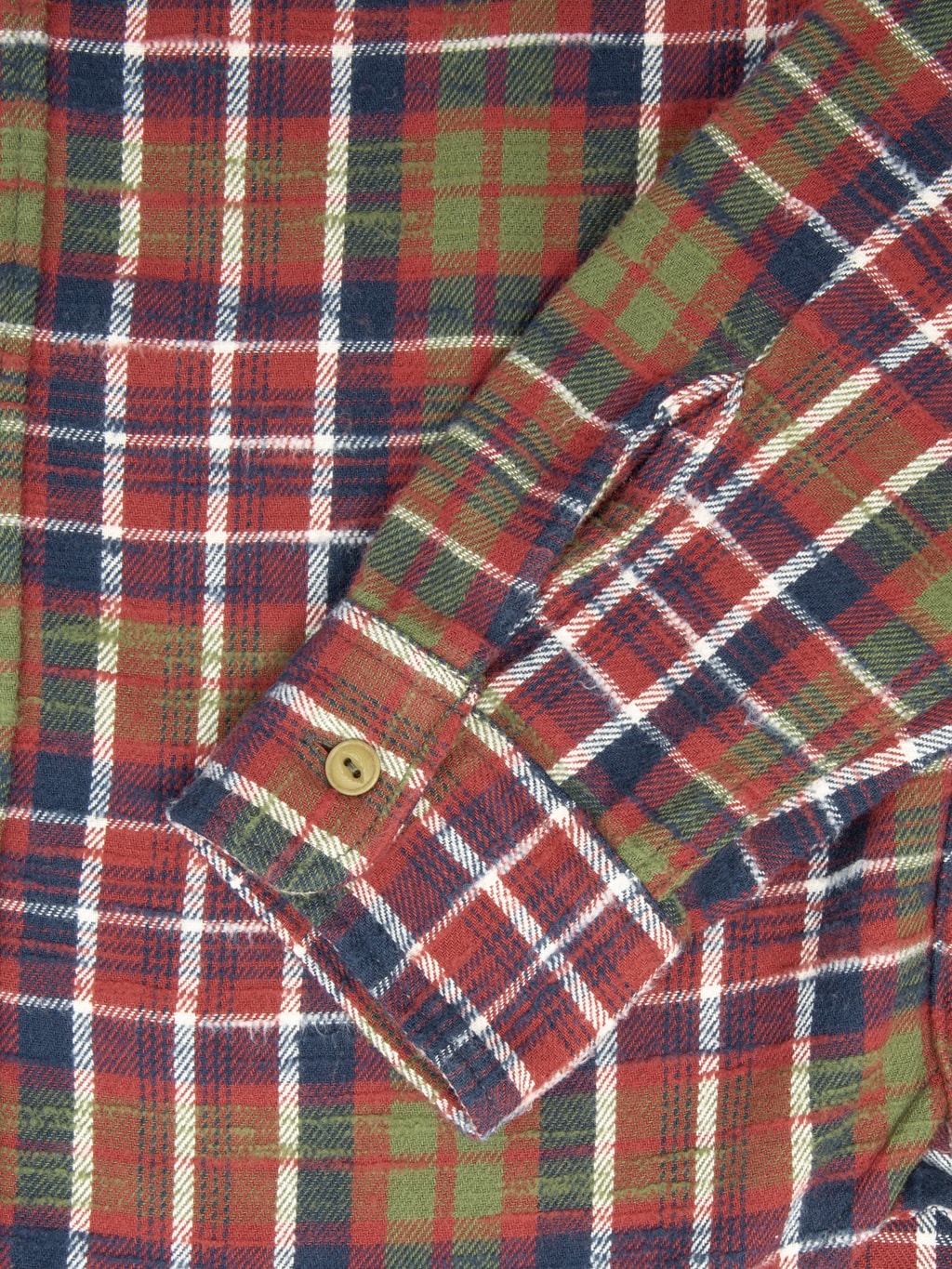 UES Slubby Flannel Shirt Red cuff closeup