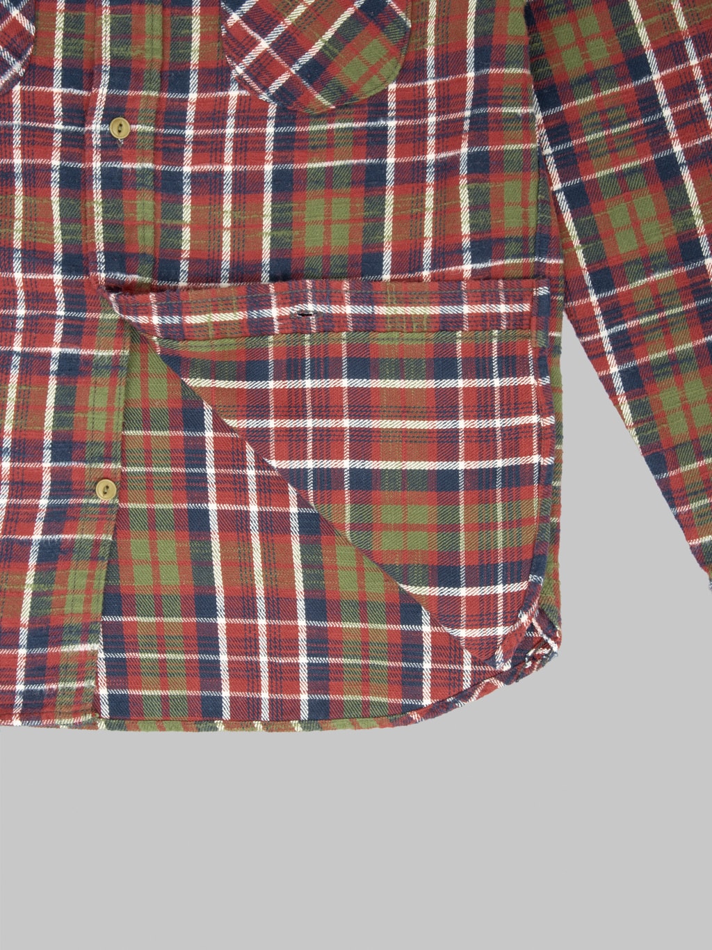 UES Slubby Flannel Shirt Red interior fabric