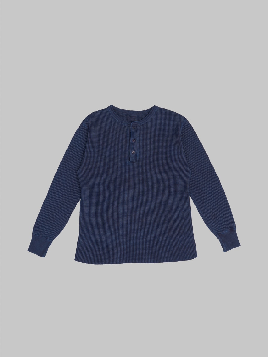ues thermal big waffle henley tshirt indigo 100 cotton